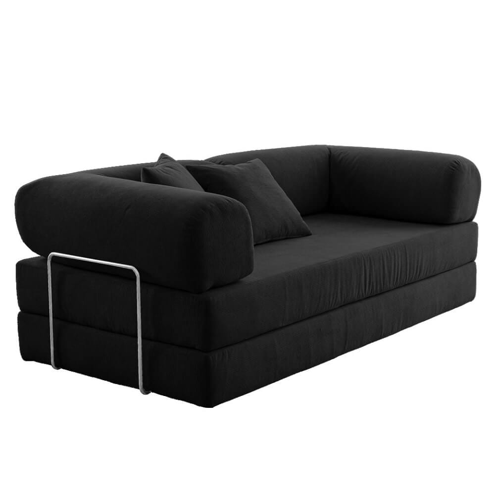 โซฟาเบด RENITA HOME รุ่น LEKO 200X100CM. ผ้าลูกฟูกลอนใหญ่ สีดำ (608-28)_0